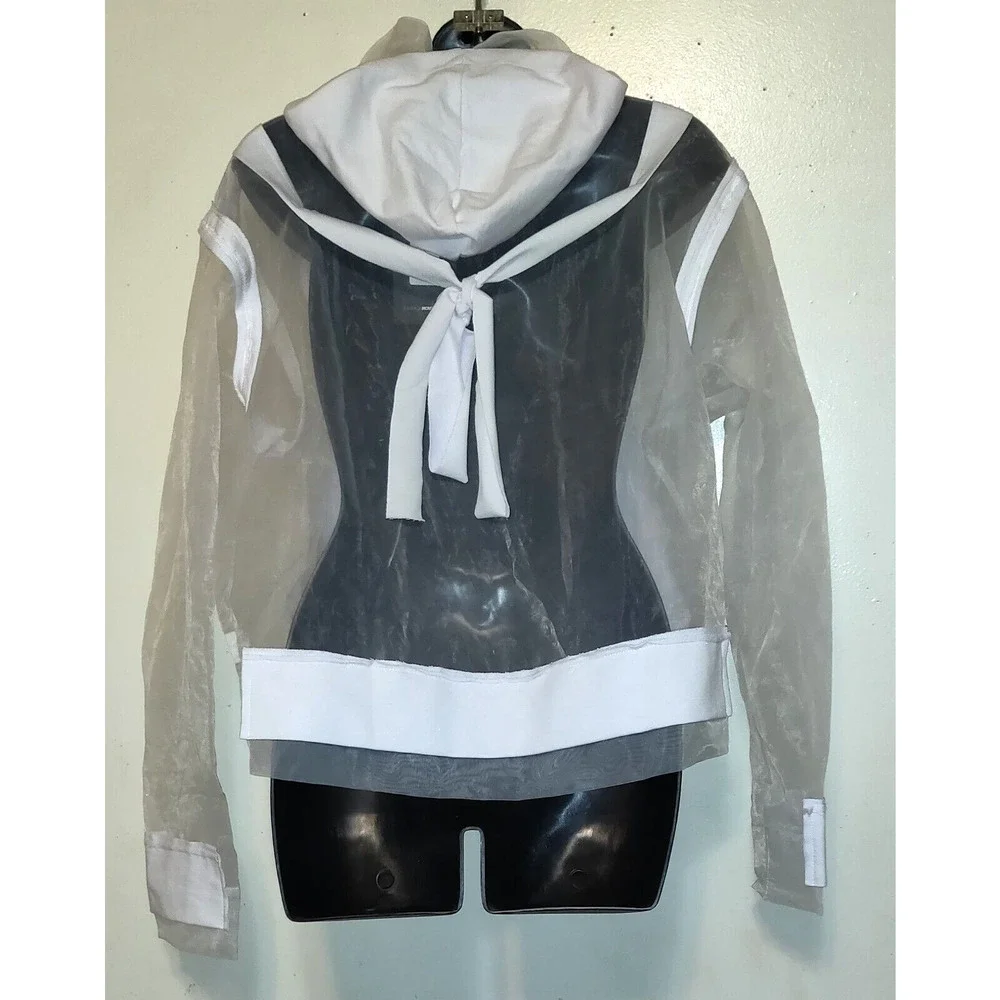 Fashion Nova White Muse Hoodie Sz S Sheer Boxy Jacket Space Futuristic New NWT S - Picture 12 of 16